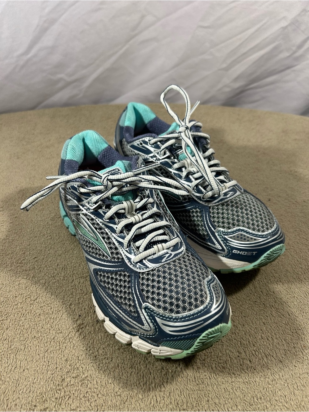 ASICS Gel Quantum 180 6 Womens 9.5 Gray Blue Running Shoes Sneakers 1202A039